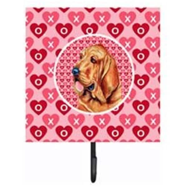 Micasa 4.25 x 7 in. Bloodhound Valentines Love and Hearts Leash Or Key Holder MI751964 - main